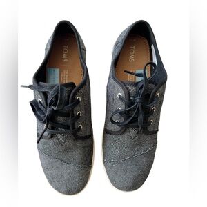 Toms Paseo 10014088 Women's Black Twill Chambray Comfort Sneaker Size 9.5
